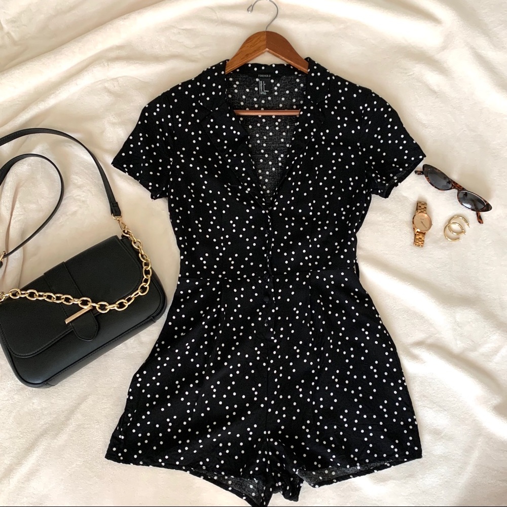 🖤 Polka Dot Romper | Black & White